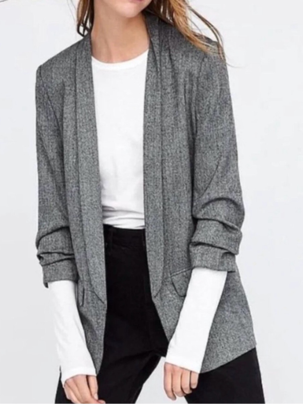 Zara Gray Open-Front Women's Cardigan Sweater